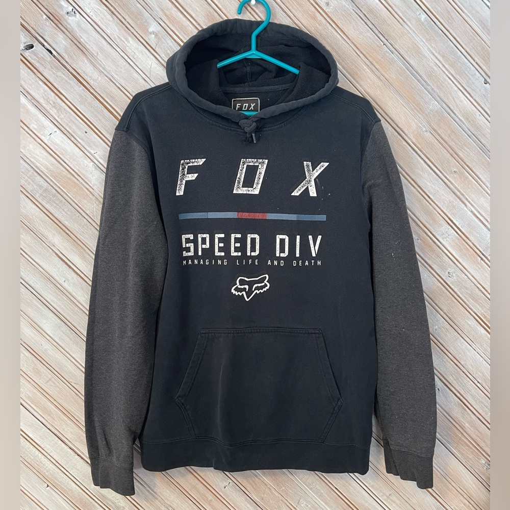 Fox racing company hoodie sweater with string pockets motocross pullover dark